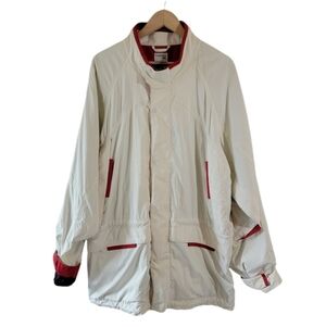 VTG BERETTA Dupont Men Hiking Snow Jacket Sz 42 White Red Full-Zip Italy Gorpcor